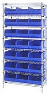 STACKABLE SHELF BIN WIRE SHELVING SYSTEMS - 14" x 36" x 74"