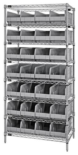 Quantum Storage 60 Bin Shelf Unit — 12in. x 36in. x 75in. Rack