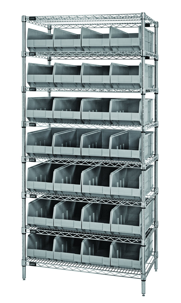 STACKABLE SHELF BIN WIRE SHELVING SYSTEMS - 14 x 36 x 74 - HOJ  Innovations