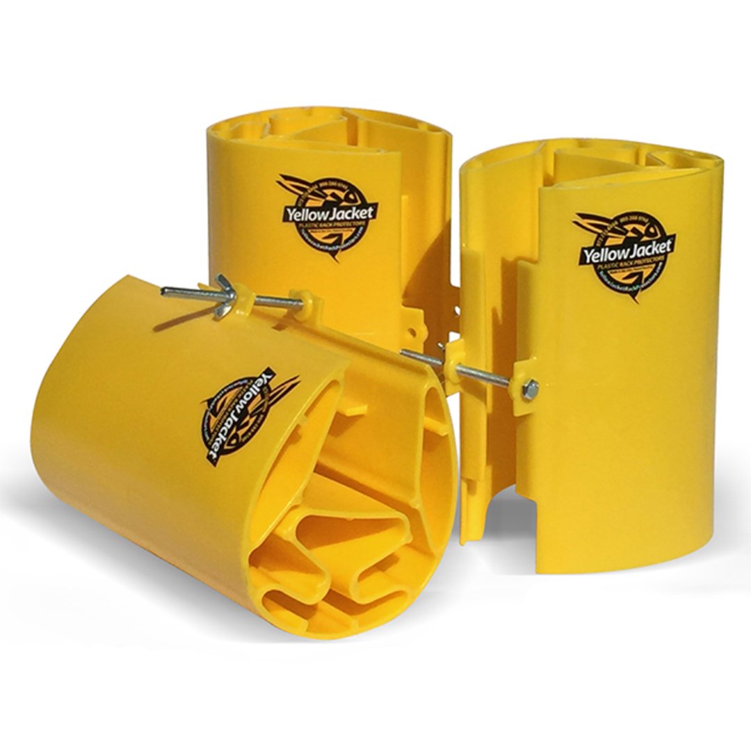 Pallet Rack Upright Protectors – 24 Inch Height PVC Frame Guards, Yellow Forklift Post Safety Guards, Snap-On Mounting